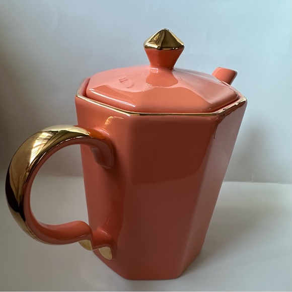 Gracie’s Teaware Ceramic Teapot 32 Oz Peach/Gold NWOT - Picture 7 of 8